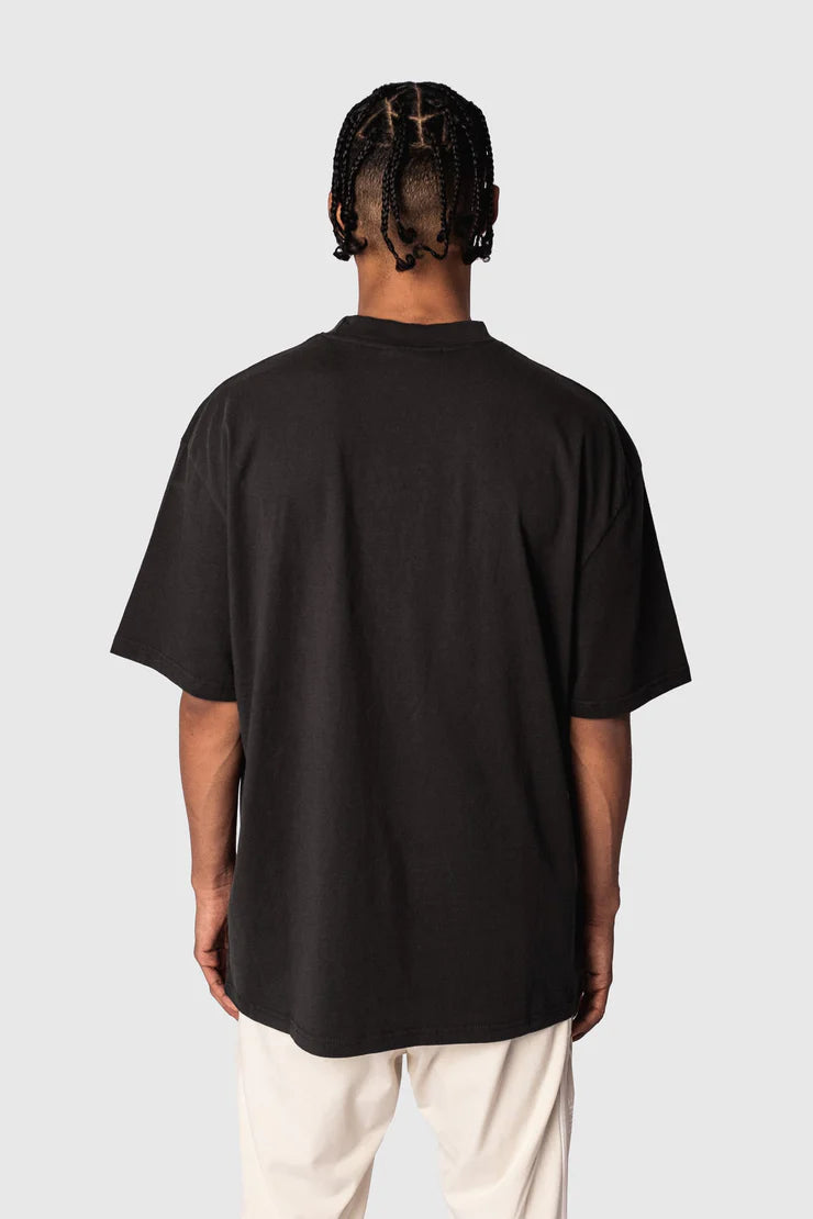 Dropsize TS-058 HEAVY OVERSIZE LOGO PUFFER PRINT T-SHIRT - WASHED BLACK