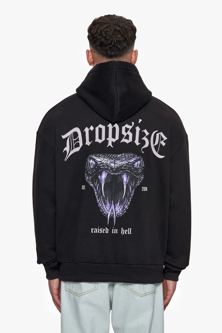 Dropsize HD-371 HEAVY OVERSIZE RAISED IN HELL HOODIE - BLACK