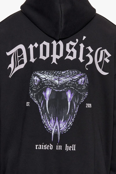 Dropsize HD-371 HEAVY OVERSIZE RAISED IN HELL HOODIE - BLACK
