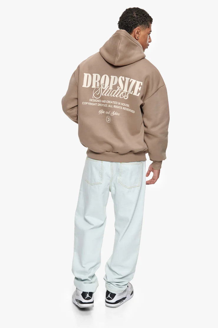 Dropsize HD-100 HEAVY OVERSIZE DROPSIZE STUDIOS HOODIE - SILVERMINK / COCONUT