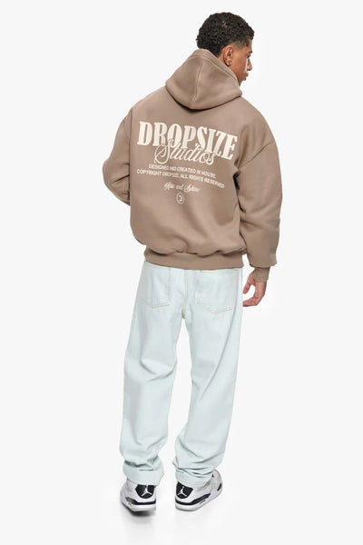 Dropsize HD-100 HEAVY OVERSIZE DROPSIZE STUDIOS HOODIE - SILVERMINK / COCONUT