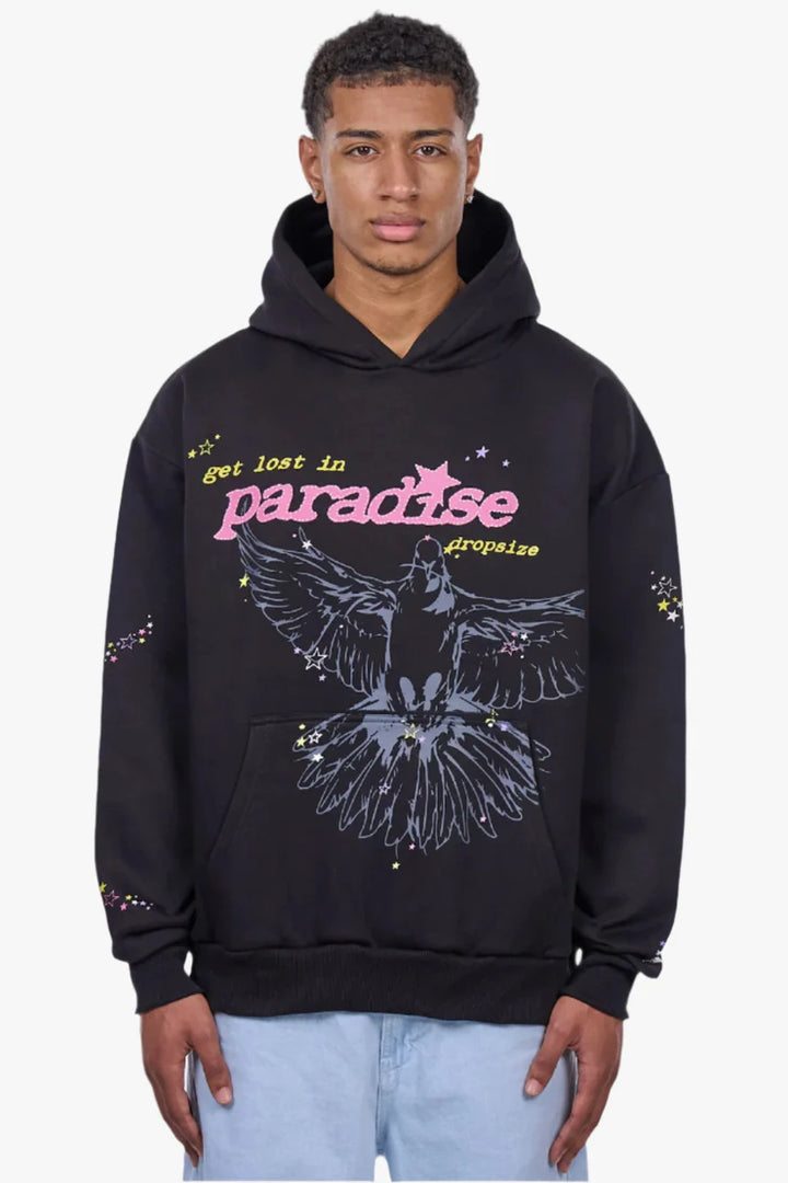 Dropsize HD-436 HEAVY OVERSIZE LOUD PARADISE HOODIE BLACK