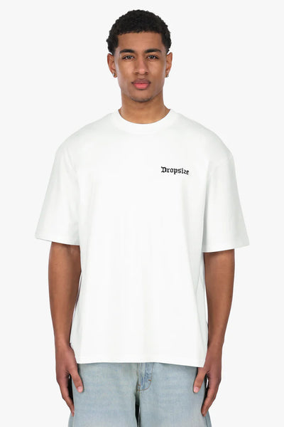Dropsize TS-020 HEAVY OVERSIZE EMBO T-SHIRT - White