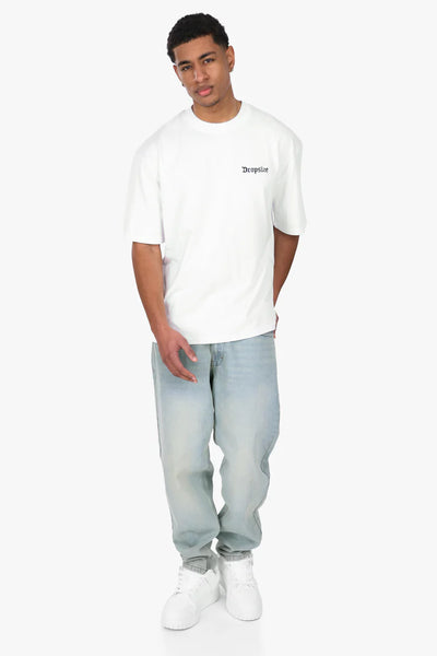 Dropsize TS-020 HEAVY OVERSIZE EMBO T-SHIRT - White