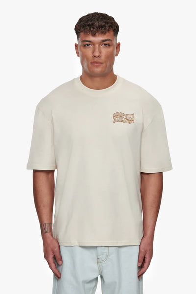 Dropsize TS-175 Heavy Oversize Mirrored Logo T-Shirt - Coconut Milk