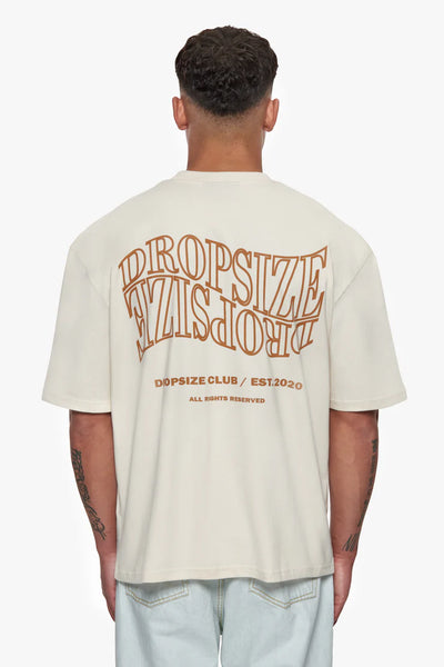 Dropsize TS-175 Heavy Oversize Mirrored Logo T-Shirt - Coconut Milk