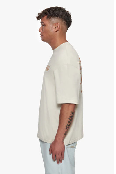 Dropsize TS-175 Heavy Oversize Mirrored Logo T-Shirt - Coconut Milk