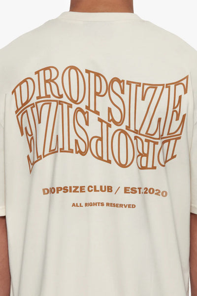 Dropsize TS-175 Heavy Oversize Mirrored Logo T-Shirt - Coconut Milk