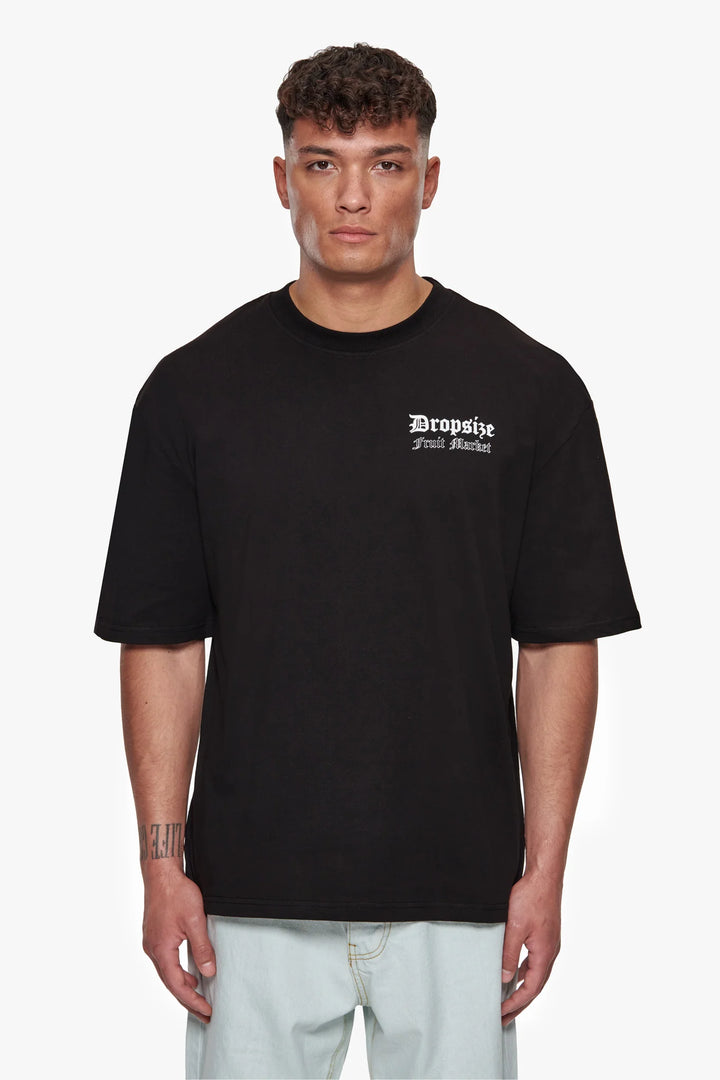 Dropsize TS-170 HEAVY OVERSIZE FRUIT MARKET T-SHIRT - Black