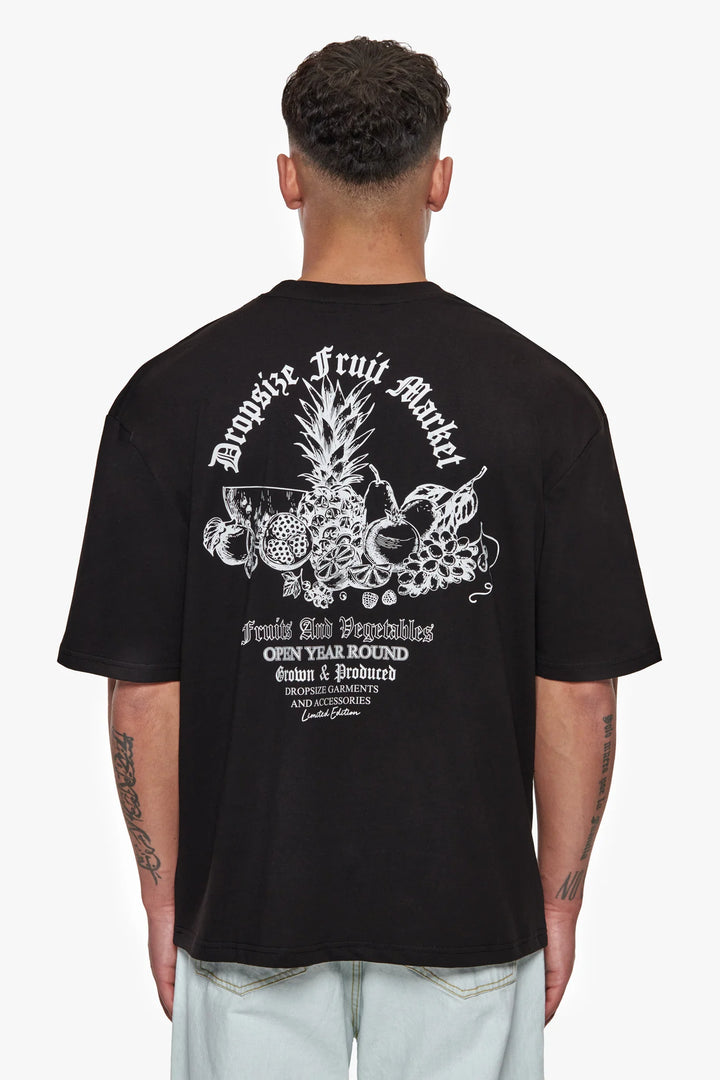 Dropsize TS-170 HEAVY OVERSIZE FRUIT MARKET T-SHIRT - Black