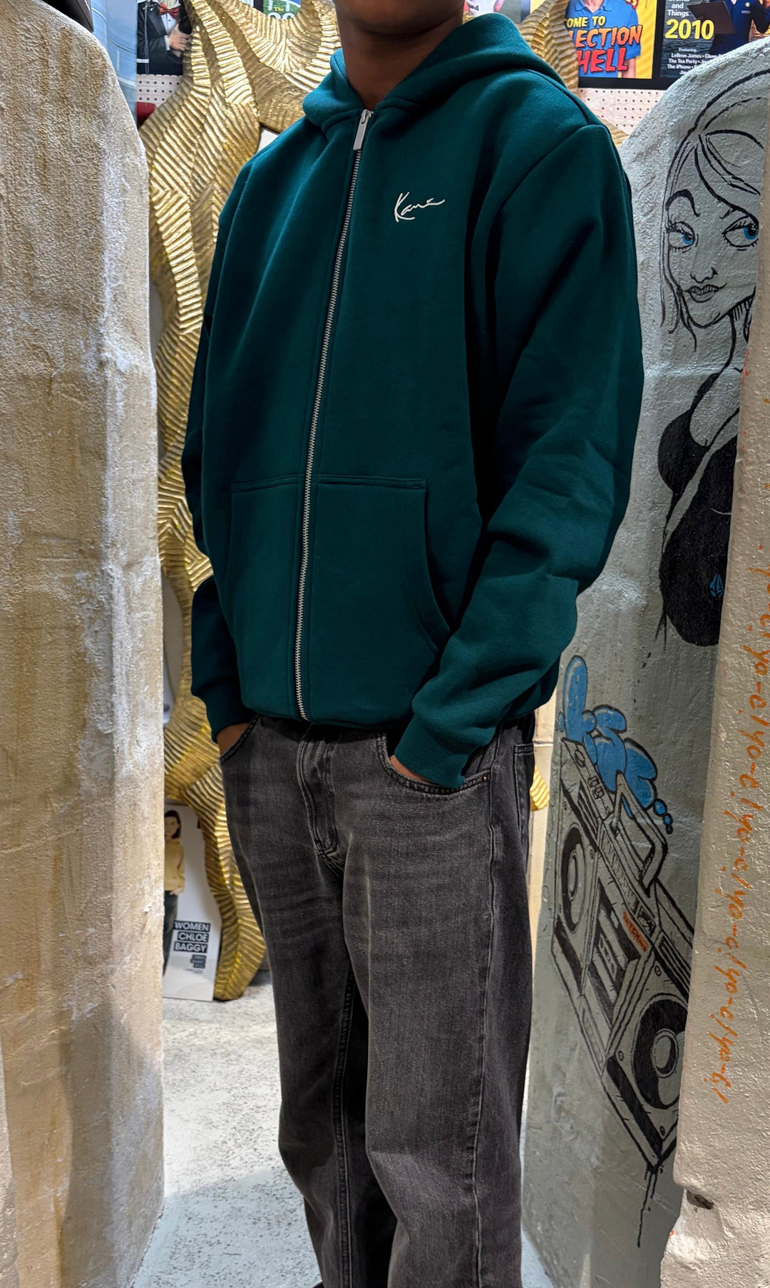 Karl Kani Chest sign Zip Essential Hoodie - Green