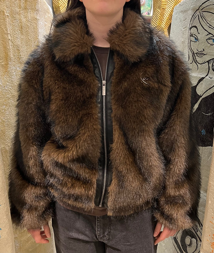 Karl Kani Metal Sig Fur Jacke - Brown