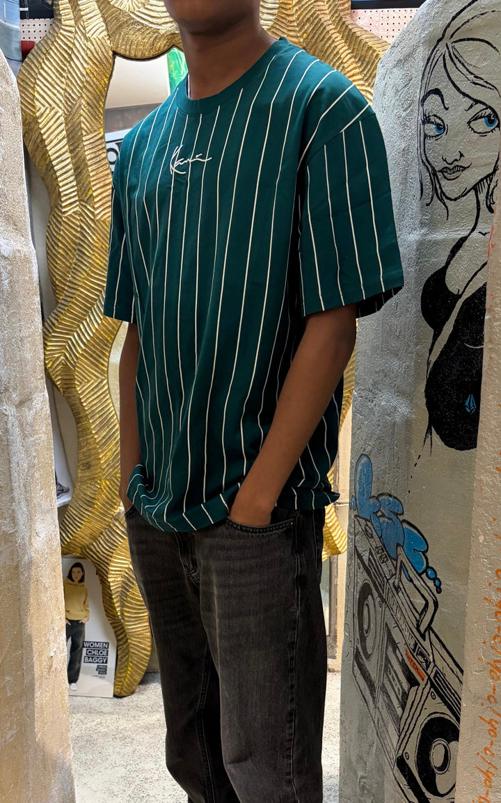 Karl Kani Signature Pinstripe T-Shirt - Green