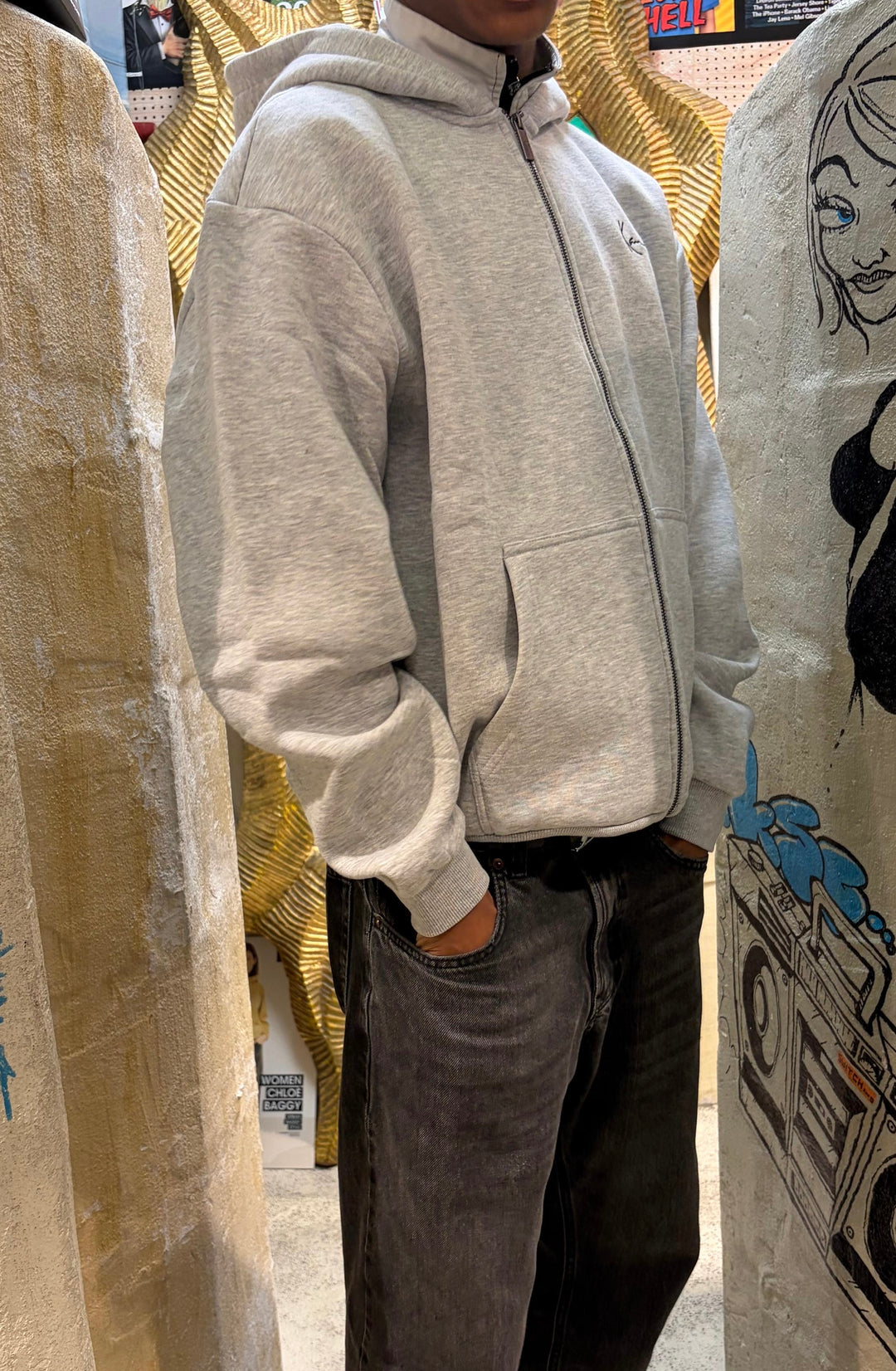 Karl Kani Chest sig Zip Essential Hoodie - Dark Grey