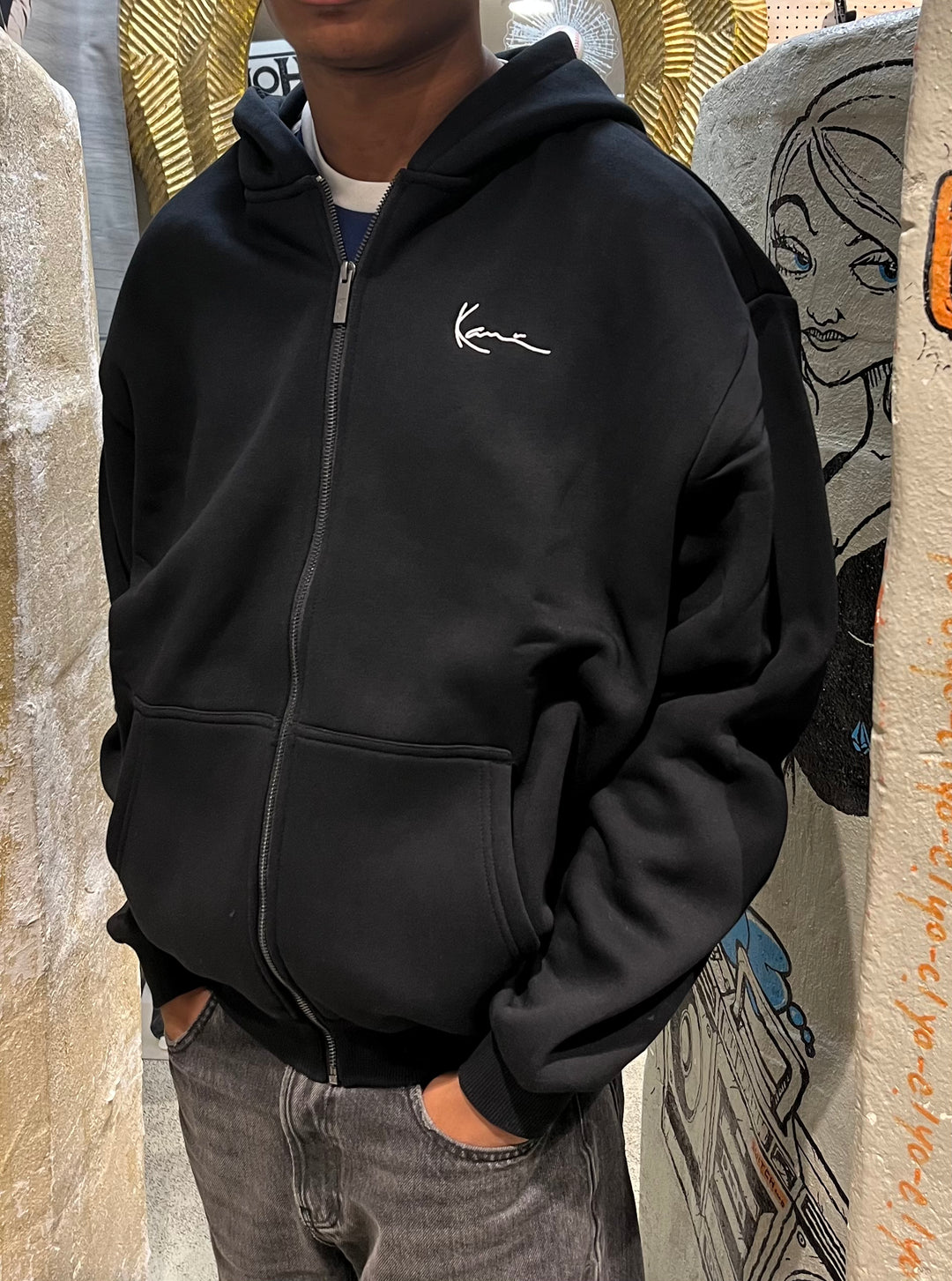 Karl Kani Chest Sign OS Zip Essential Hoodie - Black