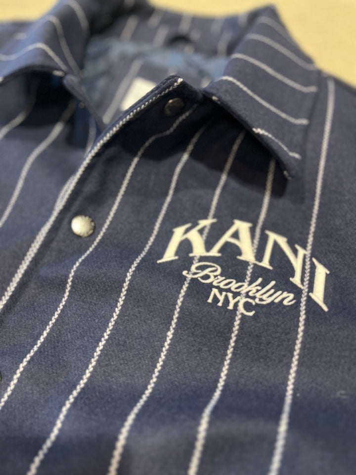 Karl Kani Pinstripes Wool Jacket - dark blue off white