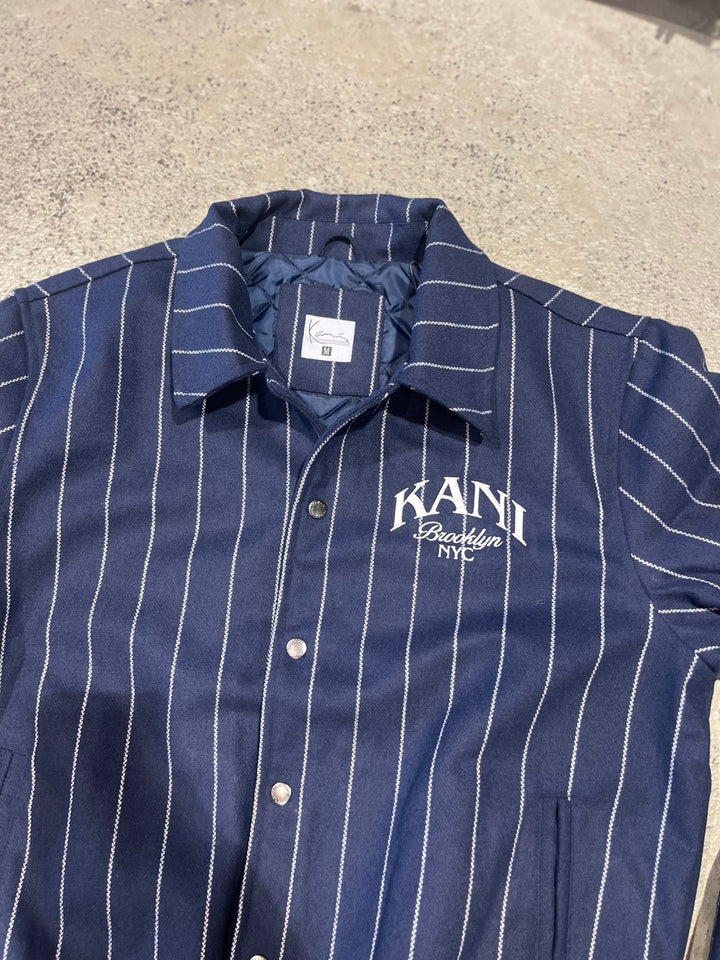 Karl Kani Pinstripes Wool Jacket - dark blue off white