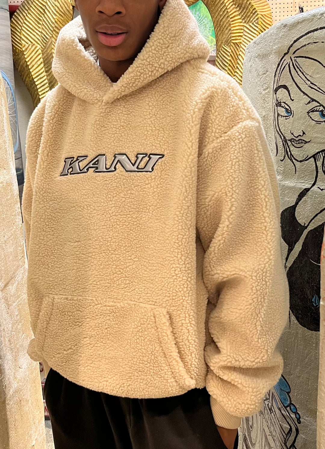 Karl Kani Silver Teddy Hoodie - Beige