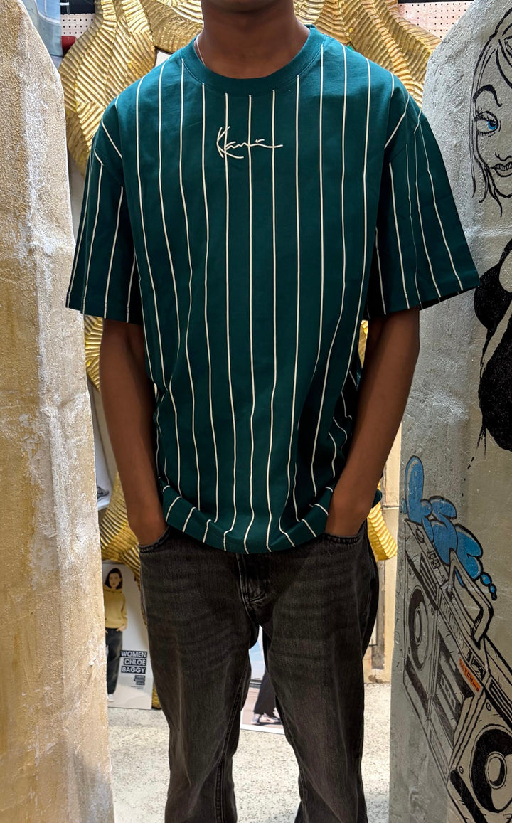 Karl Kani Signature Pinstripe T-Shirt - Green