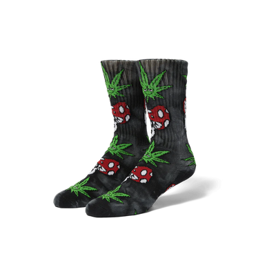 HUF Green Buddy Mushroom Tie-Dye Socks - Black