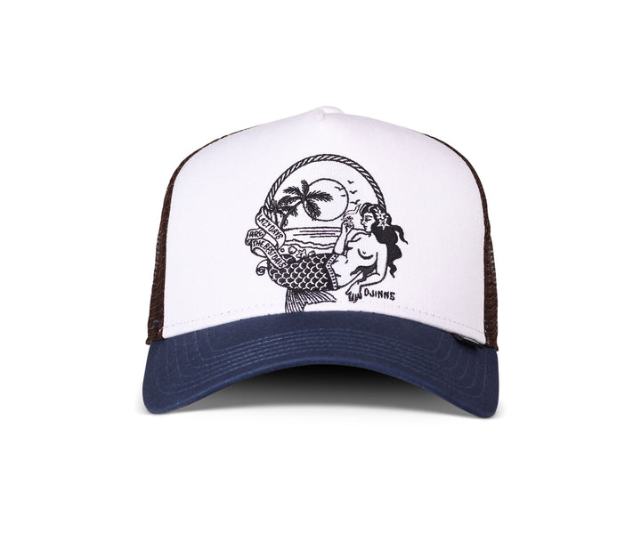 Djinns HFT Lazy Mermaid Trucker Cap - White / Navy / Brown