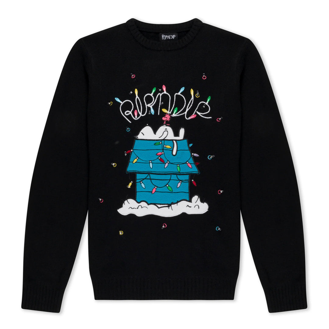 RipNDip Nerm Christmas Light Up Knit Sweater - Black