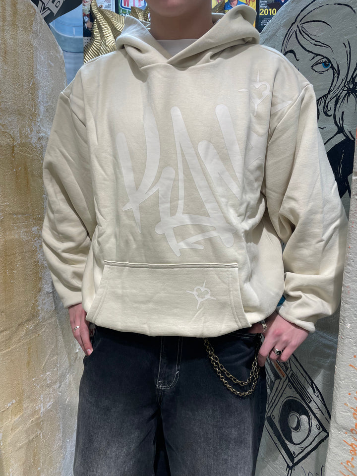 Karl Kani Woven Signature Tag Oversized Hoodie - Light Sand