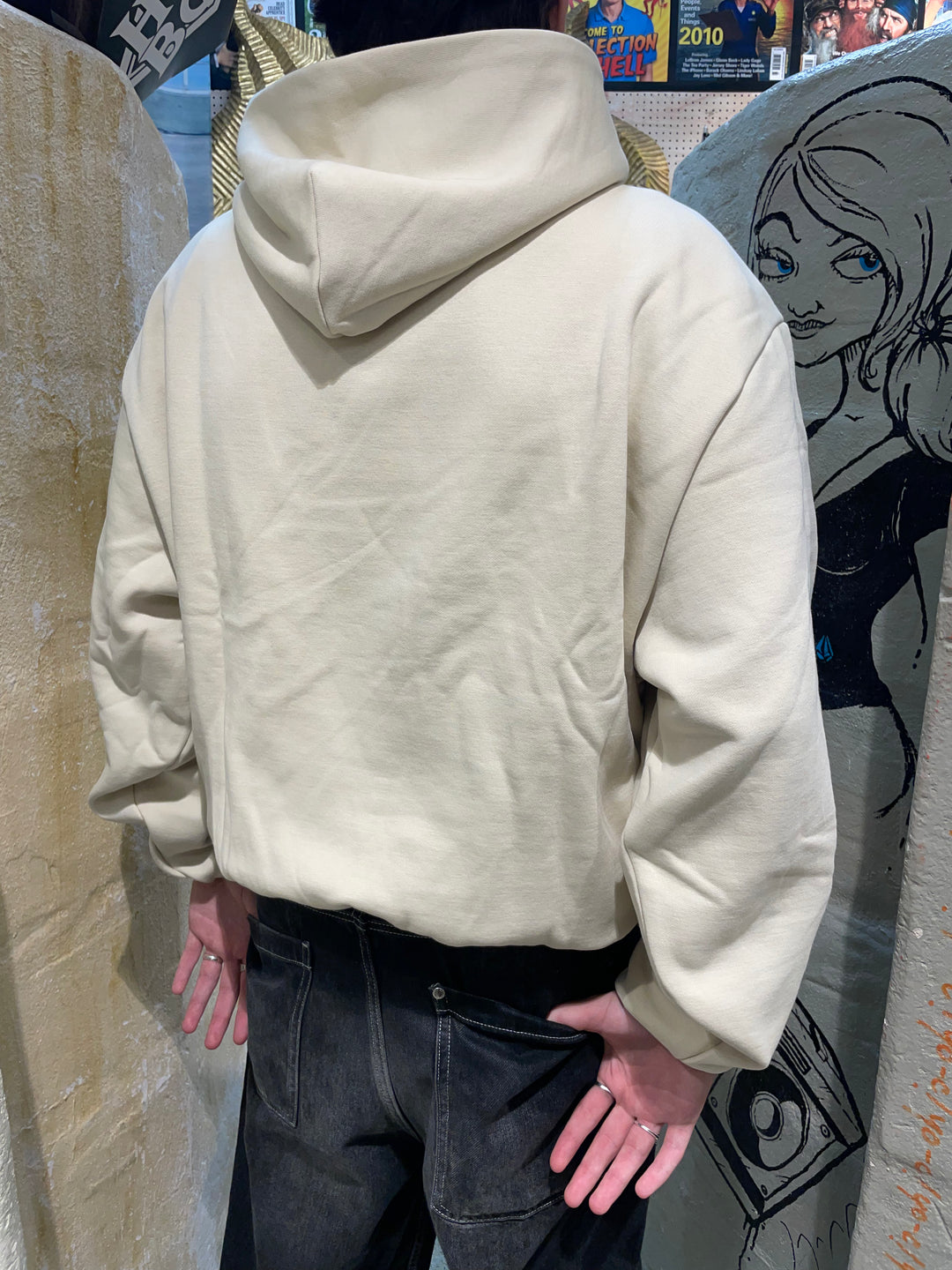 Karl Kani Woven Signature Tag Oversized Hoodie - Light Sand