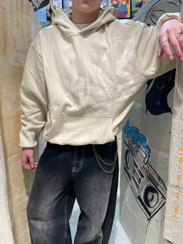 Karl Kani Woven Signature Tag Oversized Hoodie - Light Sand