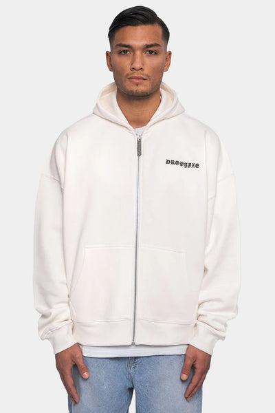Dropsize ZH-200 Super Heavy Oversize logo Zip-Hoodie - Cream White