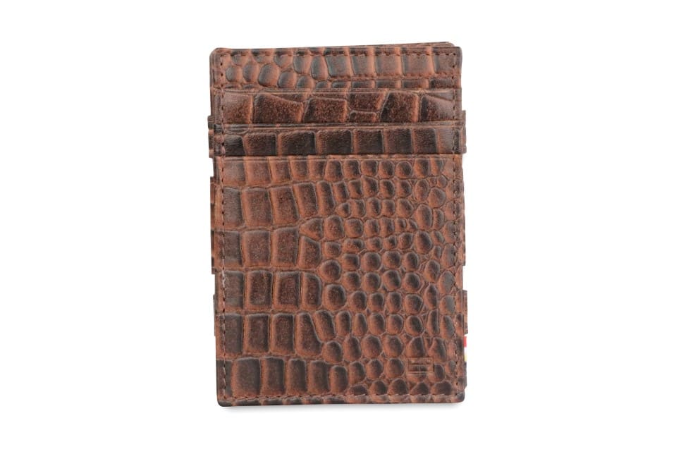 Garzini / Hunterson Essenziale Magic Coin 7 Card Wallet - Croco Brown