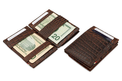 Garzini / Hunterson Essenziale Magic Coin 7 Card Wallet - Croco Brown