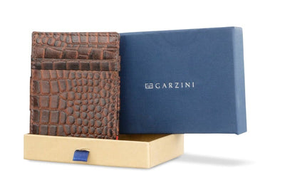 Garzini / Hunterson Essenziale Magic Coin 7 Card Wallet - Croco Brown
