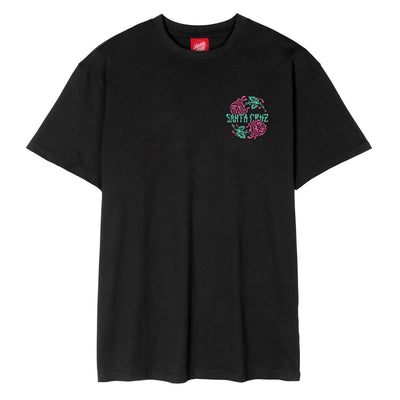 Santa Dressen Rose T-Shirt Tee - Black