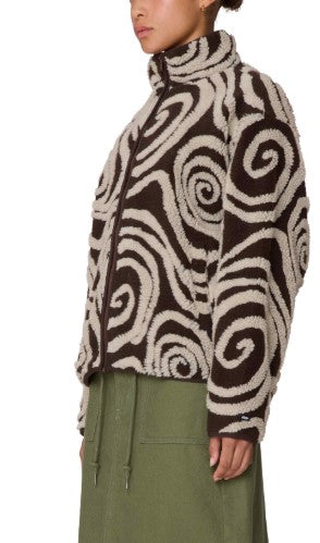 Obey Swirls Jacquard Zip Jacket Brown Multi