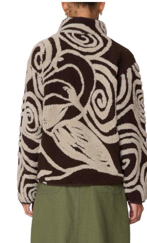 Obey Swirls Jacquard Zip Jacket Brown Multi