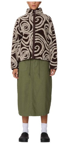 Obey Swirls Jacquard Zip Jacket Brown Multi