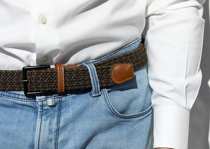Garzini Braided Belts - Green / Braun