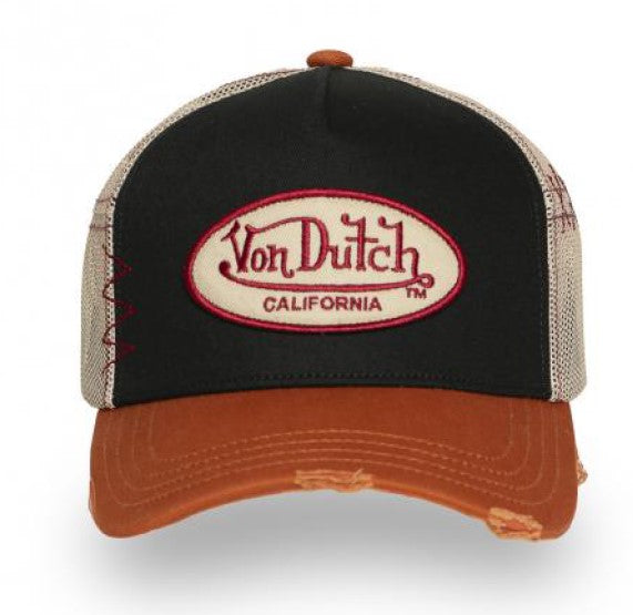 Von Dutch Trucker Twill  Cap - UESD 09 Schwarz Beige Orange
