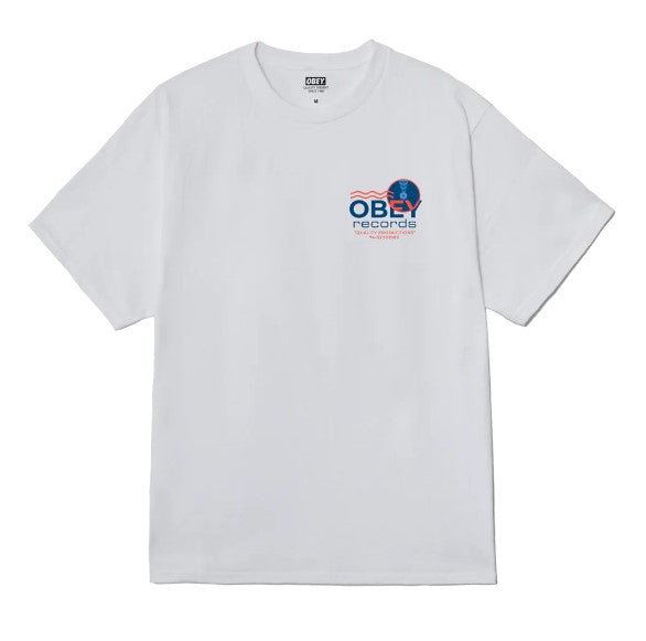 OBEY RECORDS SOUND WAVES CLASSIC T-SHIRT - WHITE
