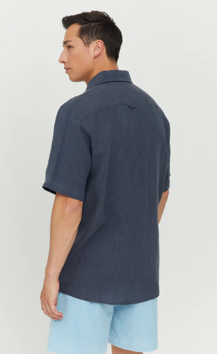 Mazine Leland Linen Shirt kurz Arm Hemd - Light Bottle (Kopie)