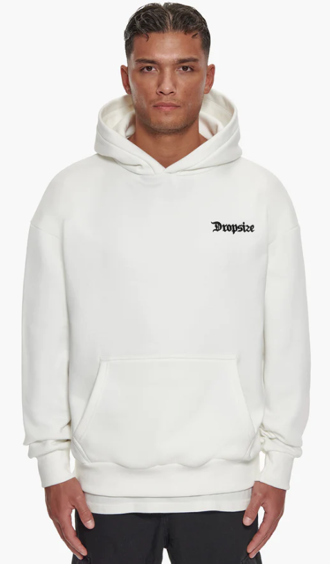 Dropsize HD-259 HEAVY OVERSIZE PATIENCE HOODIE - WASHED WHITE