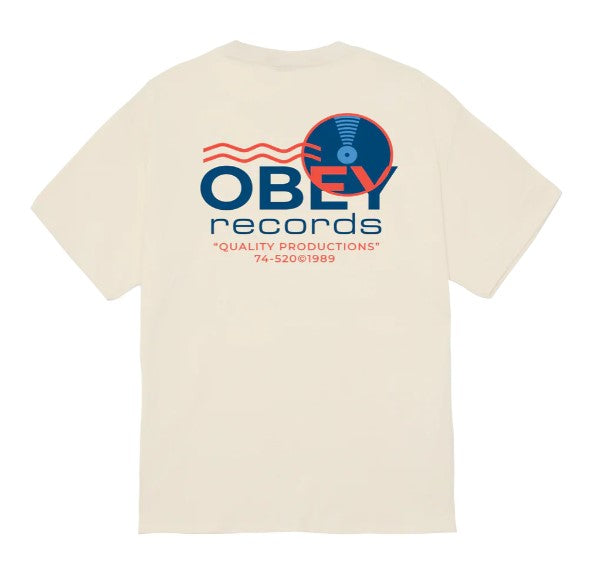 OBEY RECORDS SOUND WAVES CLASSIC T-SHIRT - CREAM