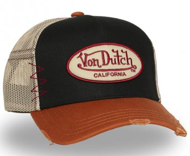 Von Dutch Trucker Twill  Cap - UESD 09 Schwarz Beige Orange