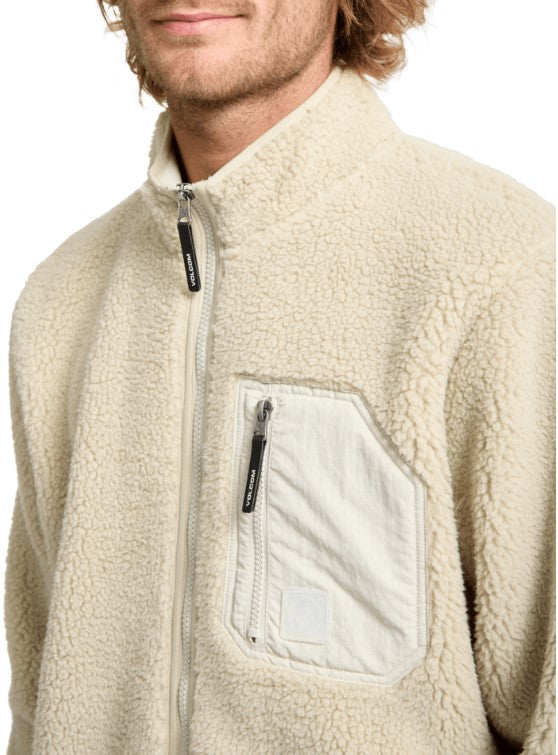 Volcom MUZZER FUZZAR ZIP SHERPA SWEATSHIRT - Stone