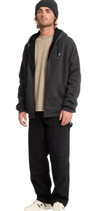 Volcom Single Stone Zip Hoodie - Heather Black