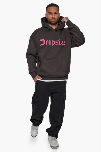 Dropsize HD-152 HEAVY OVERSIZE FROTTEE HOODIE WASHED BLACK