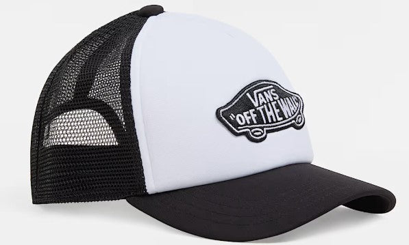 Vans Patch Curved Bill Trucker Kids Cap Black White