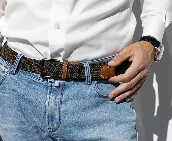 Garzini Braided Belts - Green / Braun