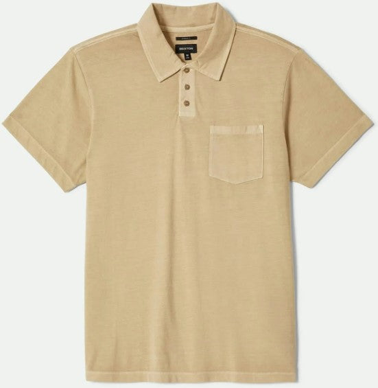 Brixton Kurzarm-Poloshirt im Vintage-Waschungsdesign - Verwaschenes Khaki